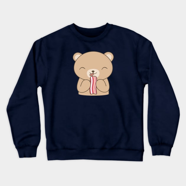 Cute Bacon Eating Bear T-Shirt Crewneck Sweatshirt by happinessinatee